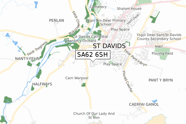 SA62 6SH map - small scale - OS Open Zoomstack (Ordnance Survey)