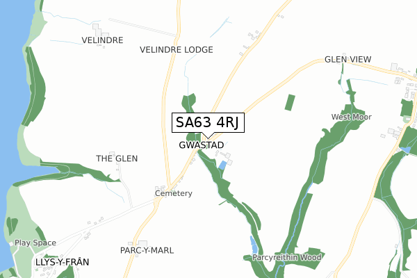 SA63 4RJ map - small scale - OS Open Zoomstack (Ordnance Survey)