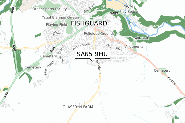 SA65 9HU map - small scale - OS Open Zoomstack (Ordnance Survey)