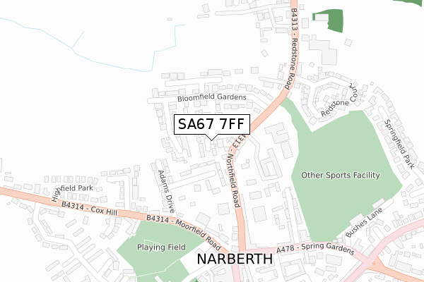 SA67 7FF map - large scale - OS Open Zoomstack (Ordnance Survey)