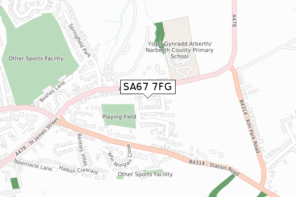 SA67 7FG map - large scale - OS Open Zoomstack (Ordnance Survey)