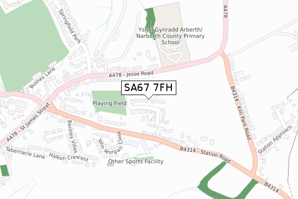 SA67 7FH map - large scale - OS Open Zoomstack (Ordnance Survey)