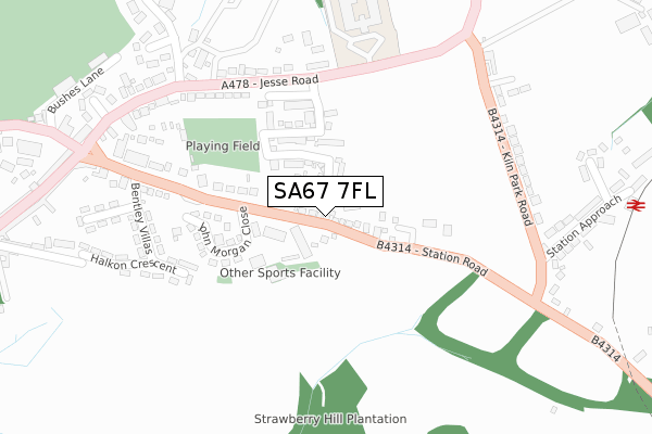 SA67 7FL map - large scale - OS Open Zoomstack (Ordnance Survey)