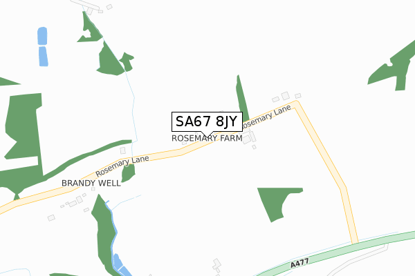 SA67 8JY map - large scale - OS Open Zoomstack (Ordnance Survey)