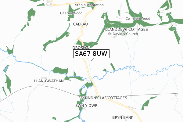 SA67 8UW map - small scale - OS Open Zoomstack (Ordnance Survey)