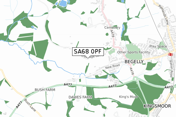 SA68 0PF map - small scale - OS Open Zoomstack (Ordnance Survey)