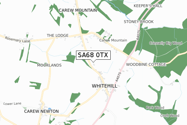 SA68 0TX map - small scale - OS Open Zoomstack (Ordnance Survey)