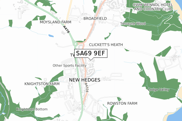 SA69 9EF map - small scale - OS Open Zoomstack (Ordnance Survey)