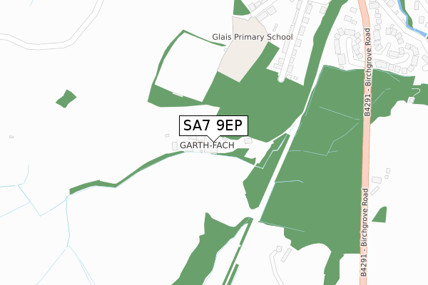 SA7 9EP map - large scale - OS Open Zoomstack (Ordnance Survey)