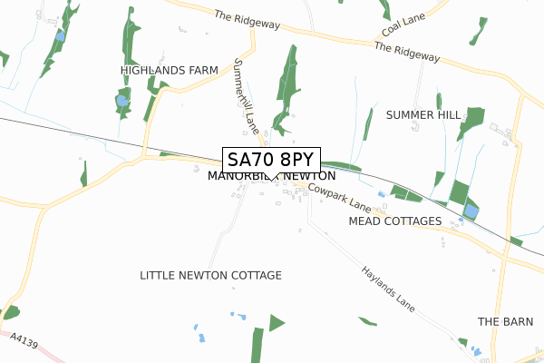 SA70 8PY map - small scale - OS Open Zoomstack (Ordnance Survey)