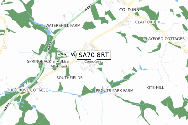 SA70 8RT map - small scale - OS Open Zoomstack (Ordnance Survey)