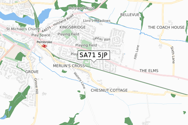 SA71 5JP map - small scale - OS Open Zoomstack (Ordnance Survey)