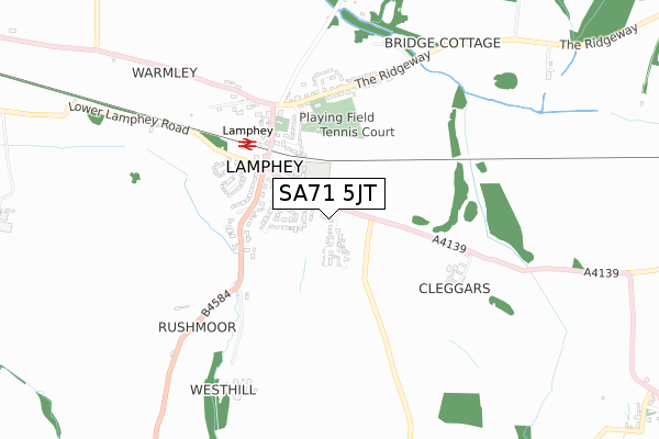 SA71 5JT map - small scale - OS Open Zoomstack (Ordnance Survey)