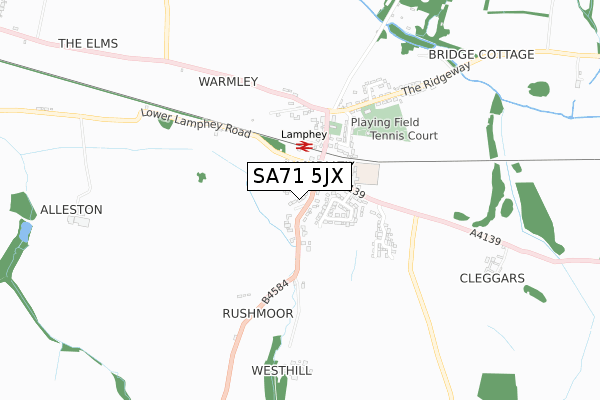 SA71 5JX map - small scale - OS Open Zoomstack (Ordnance Survey)