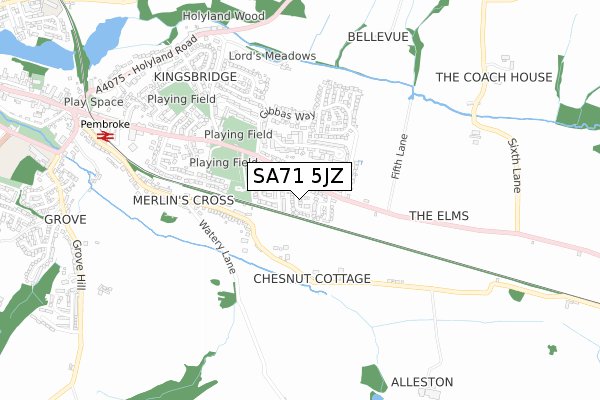 SA71 5JZ map - small scale - OS Open Zoomstack (Ordnance Survey)