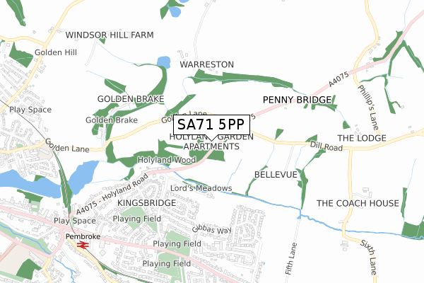 SA71 5PP map - small scale - OS Open Zoomstack (Ordnance Survey)