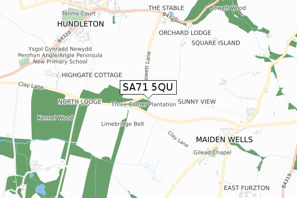 SA71 5QU map - small scale - OS Open Zoomstack (Ordnance Survey)