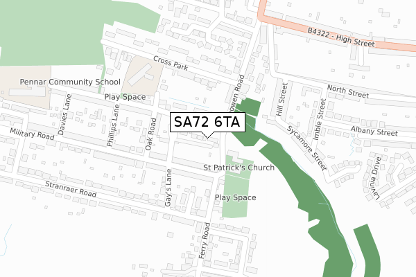 SA72 6TA map - large scale - OS Open Zoomstack (Ordnance Survey)