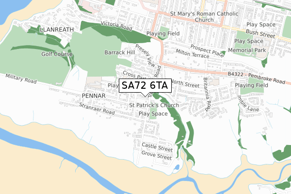 SA72 6TA map - small scale - OS Open Zoomstack (Ordnance Survey)