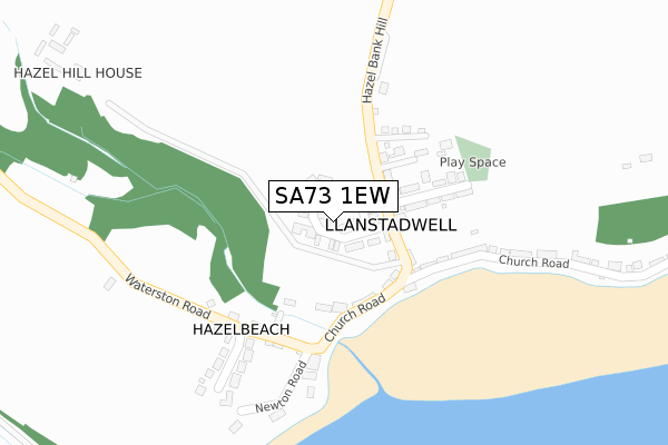 SA73 1EW map - large scale - OS Open Zoomstack (Ordnance Survey)