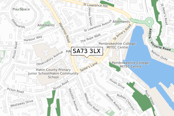 SA73 3LX map - large scale - OS Open Zoomstack (Ordnance Survey)