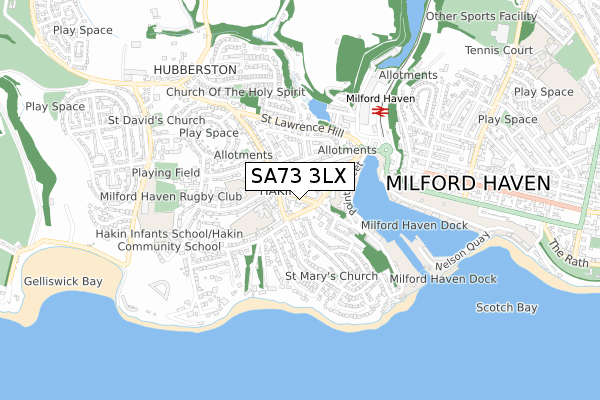 SA73 3LX map - small scale - OS Open Zoomstack (Ordnance Survey)