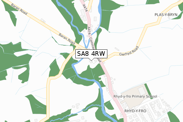 SA8 4RW map - large scale - OS Open Zoomstack (Ordnance Survey)