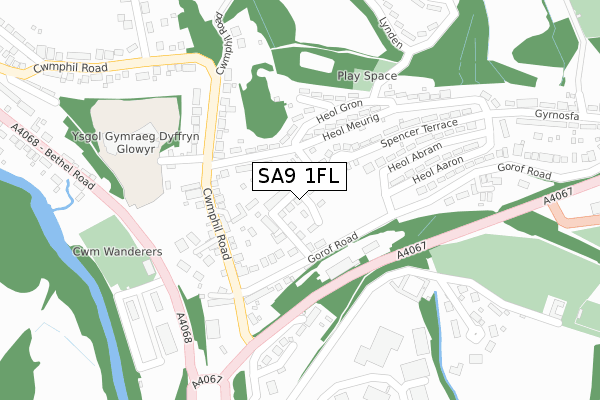 SA9 1FL map - large scale - OS Open Zoomstack (Ordnance Survey)