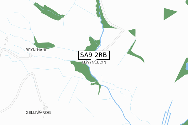 SA9 2RB map - large scale - OS Open Zoomstack (Ordnance Survey)