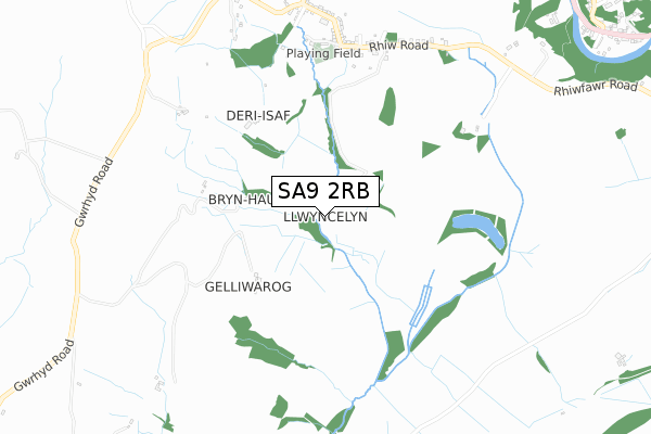 SA9 2RB map - small scale - OS Open Zoomstack (Ordnance Survey)