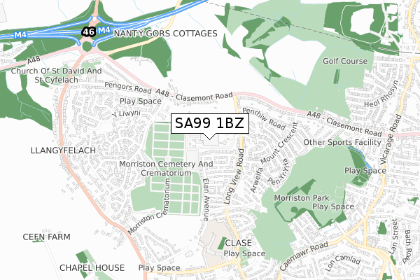 SA99 1BZ map - small scale - OS Open Zoomstack (Ordnance Survey)