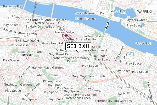 SE1 3XH map - small scale - OS Open Zoomstack (Ordnance Survey)