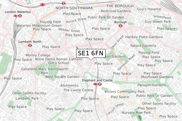 SE1 6FN map - small scale - OS Open Zoomstack (Ordnance Survey)