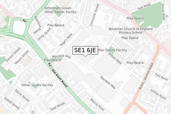 SE1 6JE map - large scale - OS Open Zoomstack (Ordnance Survey)