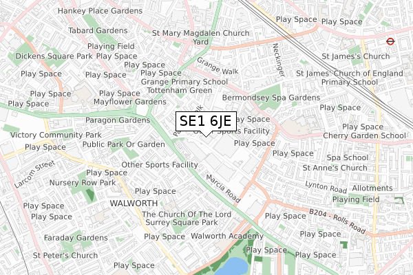 SE1 6JE map - small scale - OS Open Zoomstack (Ordnance Survey)