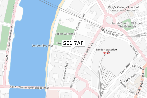 SE1 7AF map - large scale - OS Open Zoomstack (Ordnance Survey)