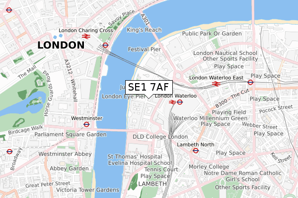 SE1 7AF map - small scale - OS Open Zoomstack (Ordnance Survey)