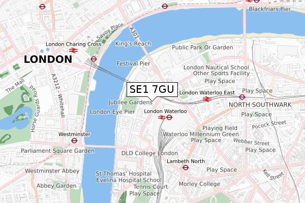 SE1 7GU map - small scale - OS Open Zoomstack (Ordnance Survey)