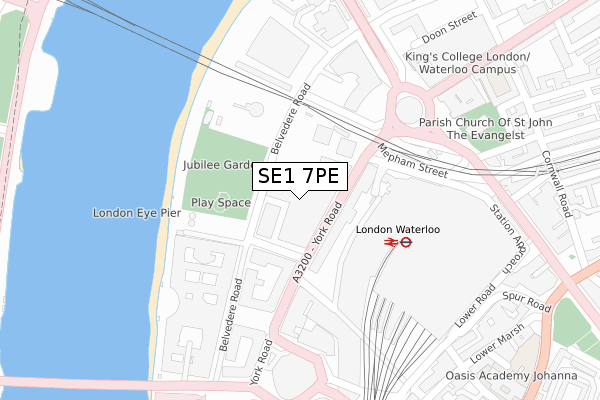 SE1 7PE map - large scale - OS Open Zoomstack (Ordnance Survey)