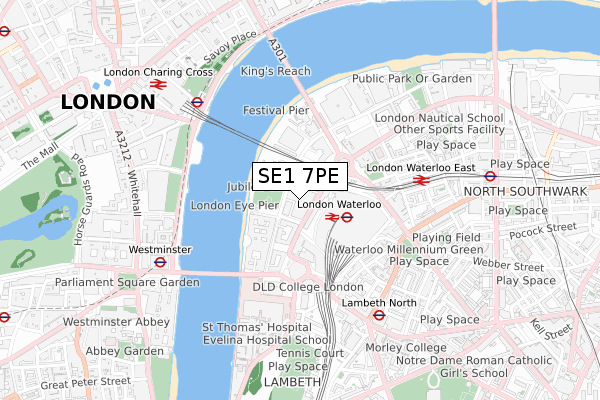 SE1 7PE map - small scale - OS Open Zoomstack (Ordnance Survey)