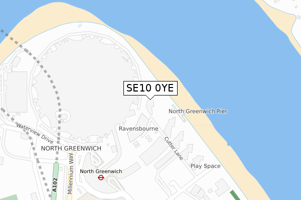 SE10 0YE map - large scale - OS Open Zoomstack (Ordnance Survey)