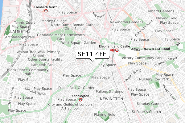 SE11 4FE map - small scale - OS Open Zoomstack (Ordnance Survey)