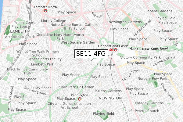 SE11 4FG map - small scale - OS Open Zoomstack (Ordnance Survey)