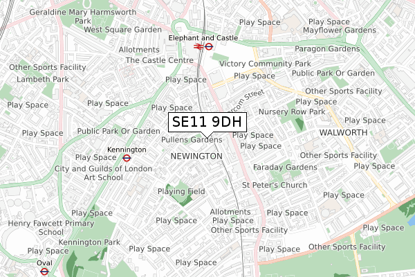 SE11 9DH map - small scale - OS Open Zoomstack (Ordnance Survey)