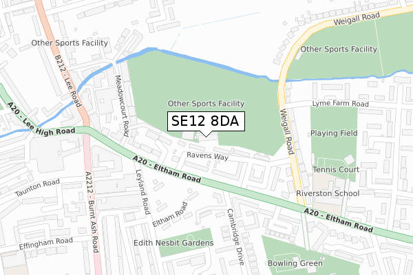 SE12 8DA map - large scale - OS Open Zoomstack (Ordnance Survey)