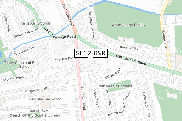 SE12 8SR map - large scale - OS Open Zoomstack (Ordnance Survey)