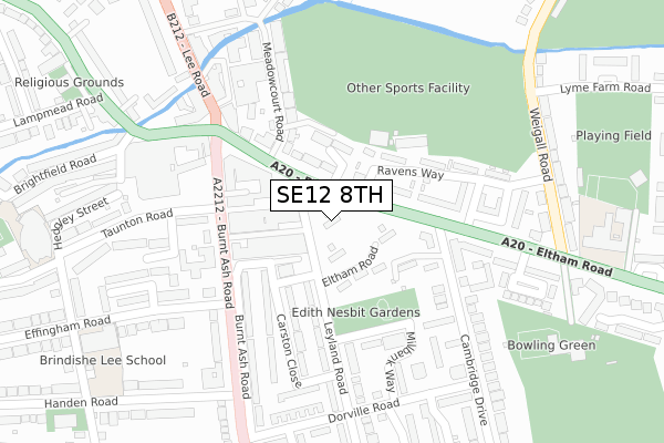 SE12 8TH map - large scale - OS Open Zoomstack (Ordnance Survey)