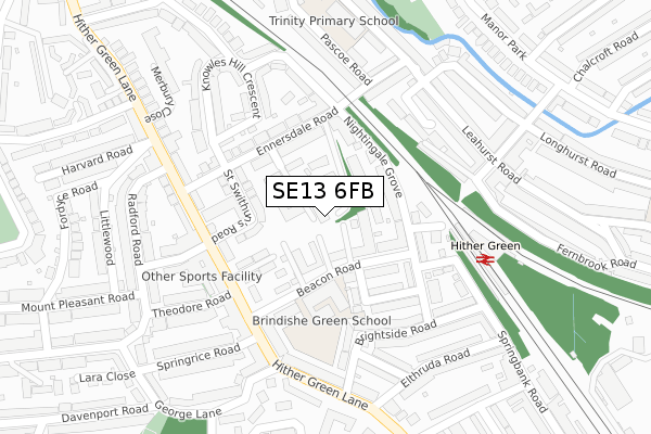 SE13 6FB map - large scale - OS Open Zoomstack (Ordnance Survey)