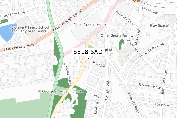 SE18 6AD map - large scale - OS Open Zoomstack (Ordnance Survey)