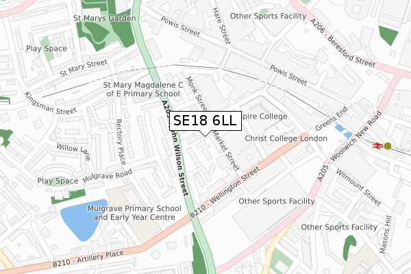 SE18 6LL map - large scale - OS Open Zoomstack (Ordnance Survey)